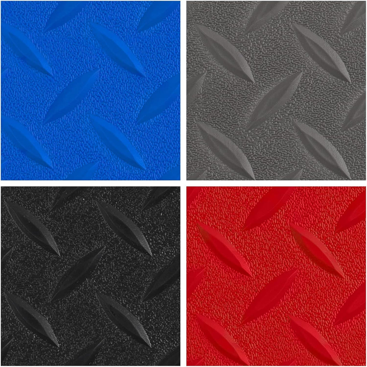 Boshen 5Ft x 17Ft Garage Floor Mat 2.5mm Thickened Rubber Flooring Roll 85sqft Diamond Plate PVC Rubber Trailer Mat Non-Slip Floor Protector Mat for Garage Warehouse Basement Trailer-Grey