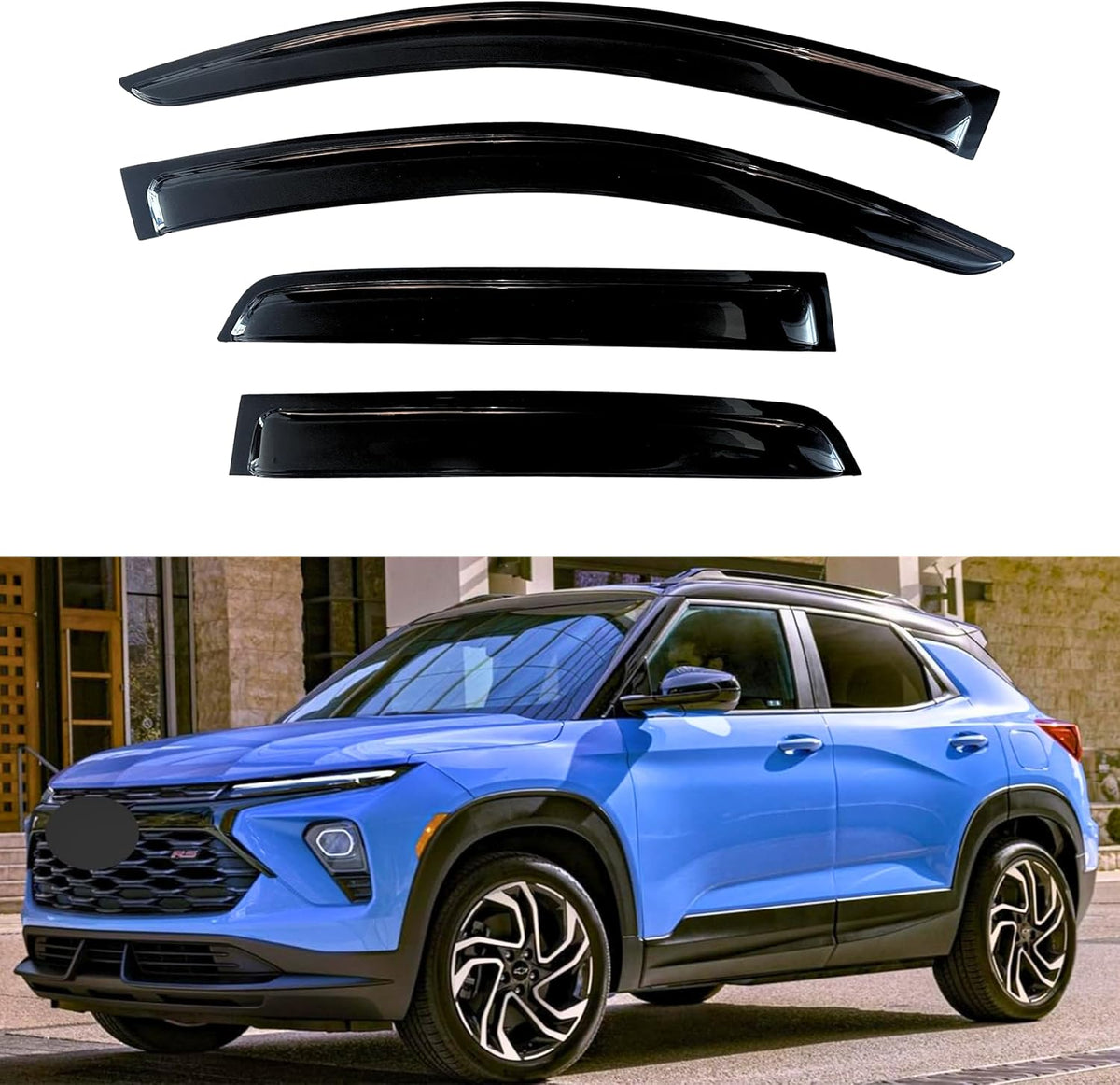 KPY Window Visor Compatible with Chevrolet Chevy Trailblazer 2021-2025, 4PC Rain Guard Side Window Vent Deflectors Tape-On Style, 2021 2022 2023 2024 2025