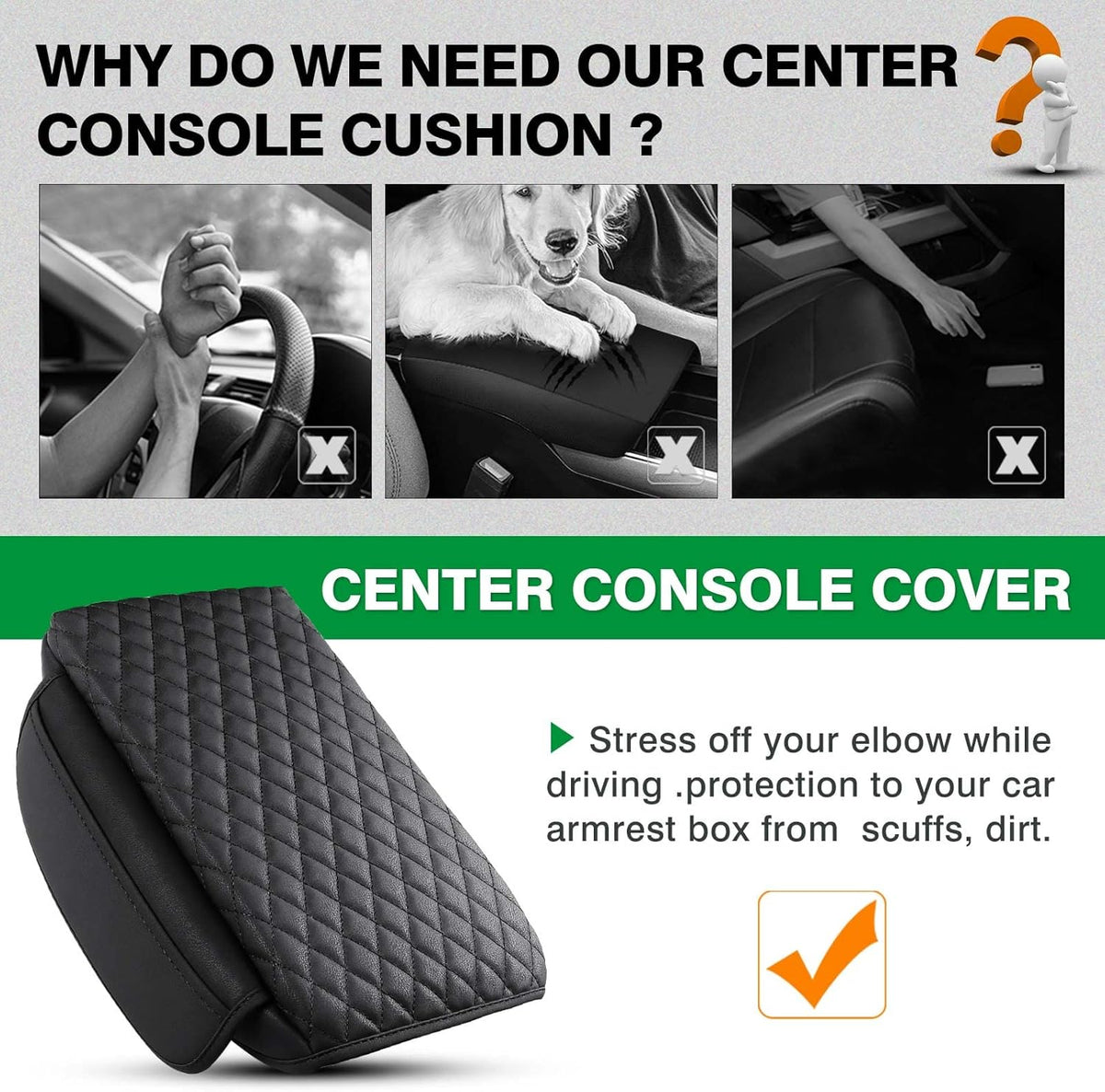 Shademax for Toyota 4Runner Center Console Cover, Armrest Cover for Toyota 4Runner Accessories 2010-2023 2024, Center Console Pad PU Leather Armrest Seat Box Cover Protector with Pockets Storage Bag