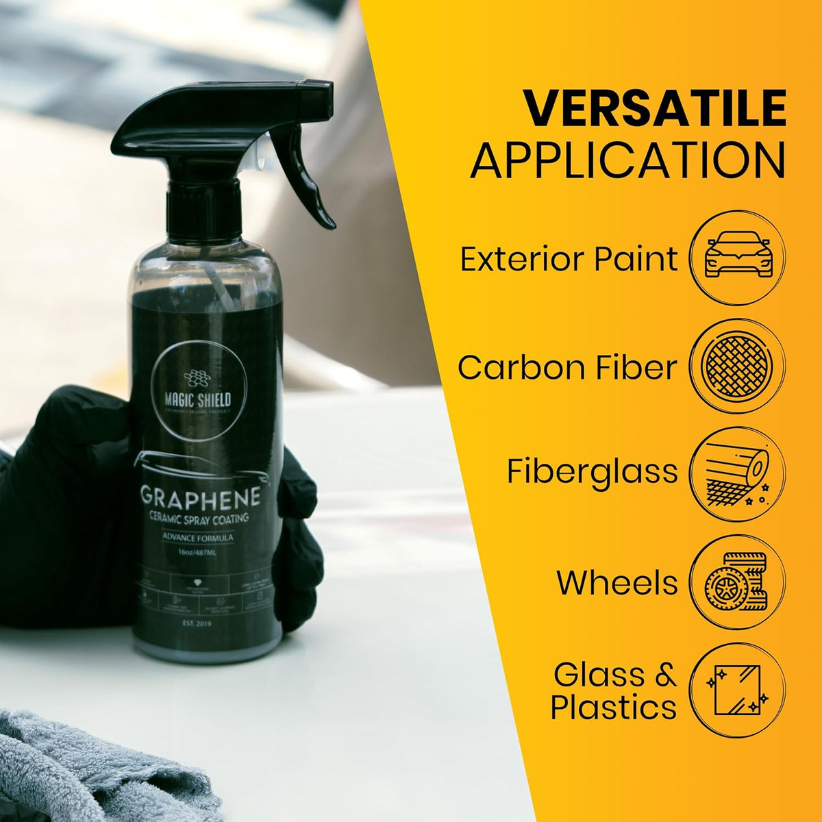 Graphene Ceramic Spray Coating - LAST SO LONG! Quick & Easy for Cars, Motorcycles, Boats & More - Professional-Grade Sealant for Maximum Gloss & Shine - Waterless Wash & Wax - 16oz Bottle