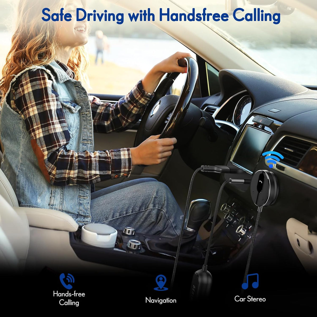 BESIGN BK01 Bluetooth Car Reciever with Ground Loop Noise Filter for car with 3.5mm Aux Jack