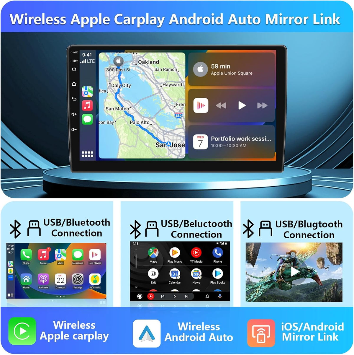 4G+64G Android 13 Car Radio for Honda Civic 2006-2011 with Wireless Carplay Android Auto GPS Navigation 10.1 Inch IPS Touch Screen Head Unit, Support Steering Wheel Control, Mirrorlink, Backup Camera