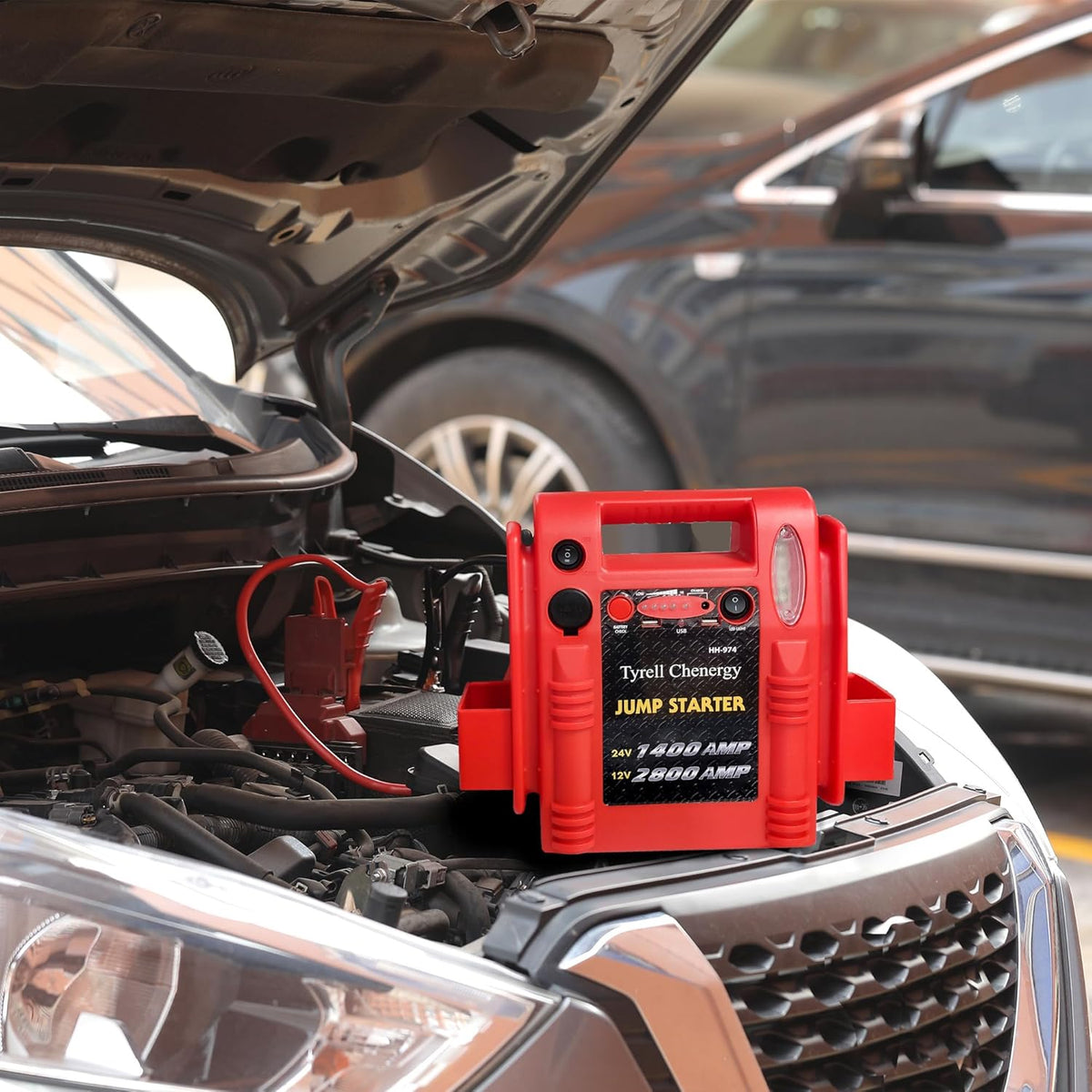 12V/24V Jump Starter,2800/1400 Peak Amp,Truck Battery Booster Pack, and Pure Copper Jumper Cables,Heavy Duty Jump Box Includes Dual USB and DC Ports Power,Car Battery Jump Starter