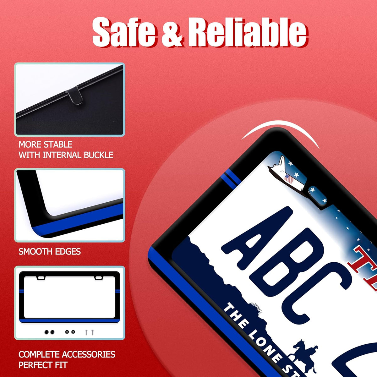 Thin Blue Line License Plate Frame Patriotic License Plate Frames Funny Stainless Steel Accessories Cars Decor with 2 Holes and Screws Fits Standard Us Ca Vehicles License Plate Holder 12.2 X 6 Inch