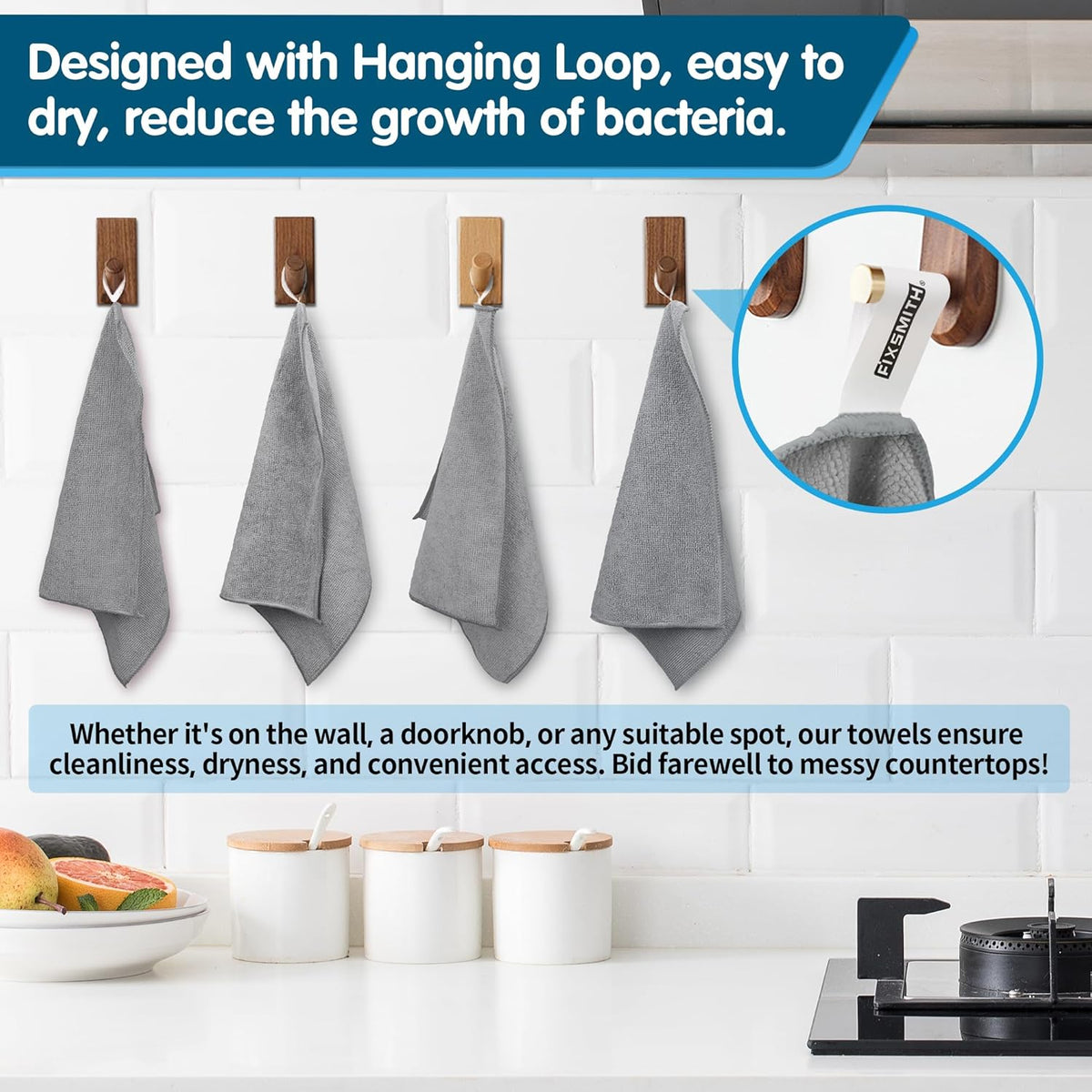 FIXSMITH Grey Microfiber Cleaning Cloth -Pack of 12, Highly Absorbent Cleaning Rags, 16"X12" All Purpose Cleaning Towels for Housekeeping, Kitchen, Car, Lint Free and Reusable Microfiber Towels