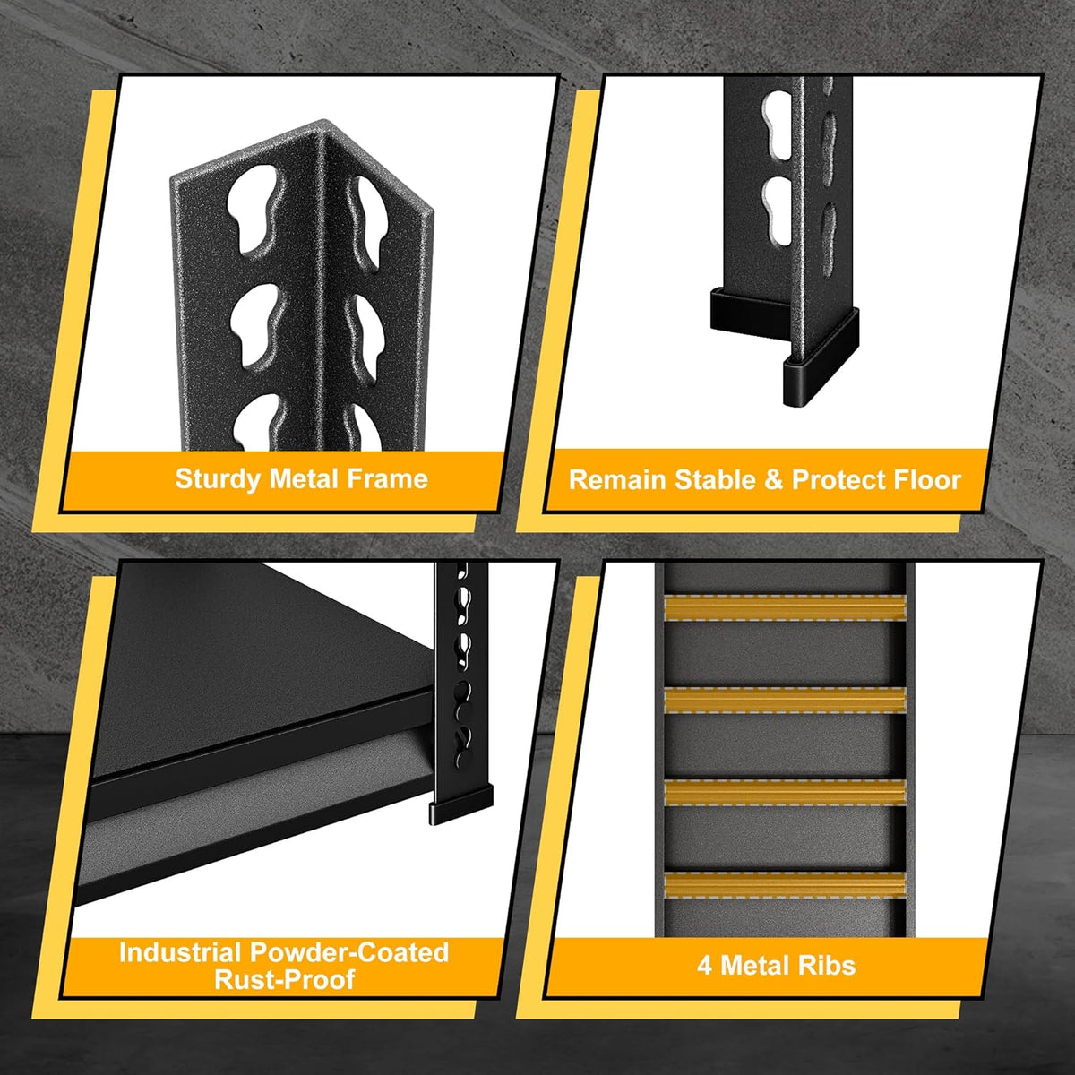 48" W Garage Shelving Heavy Duty, 1500LBS Loads Shelving Units and Storage Racks, 3-Tier Metal Garage Storage Shelves, Industrial Utility Shelf Heavy Duty,48" Wx16 Dx39 H, Black