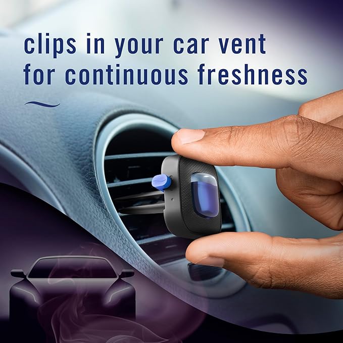 Febreze AUTO Air Freshener, Odor-Fighting Automotive Vent Clip, Lush Scent, 8 Count