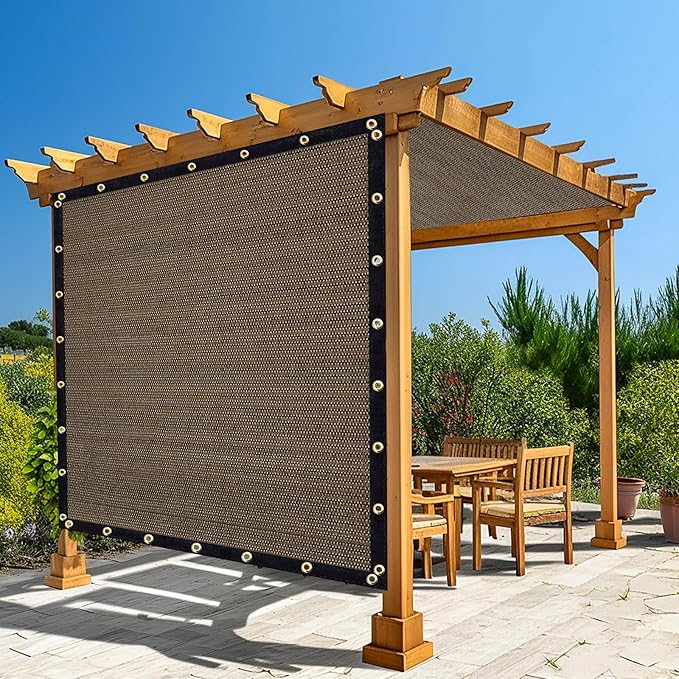 Amagenix 90% Shade Fabric 14'X 19' Mocha Sun Shade Cloth with Grommets for Pergola Replacement Shade Cover Canopy, Heavy Duty, Cable Zip Ties Included (We Customized)