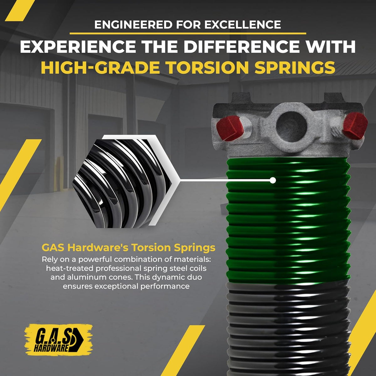 Garage Door Torsion Spring 243x1.75x33 Includes 1” Steel Bearing, Non-Slip Gloves, and Winding Bars for Left Side of Garage Door Precision E-Coating 5-Year Warranty Min. 30,000 Cycles (Red Cone)