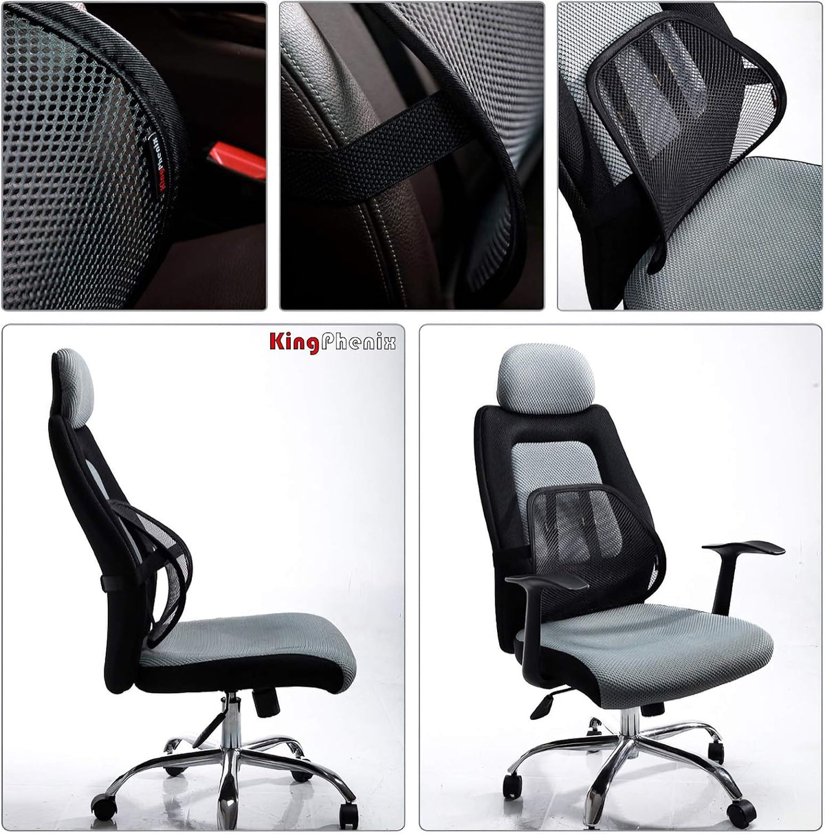 kingphenix Lumbar Support (2 Pack) with Breathable Mesh, Suit for Car, Office Chair