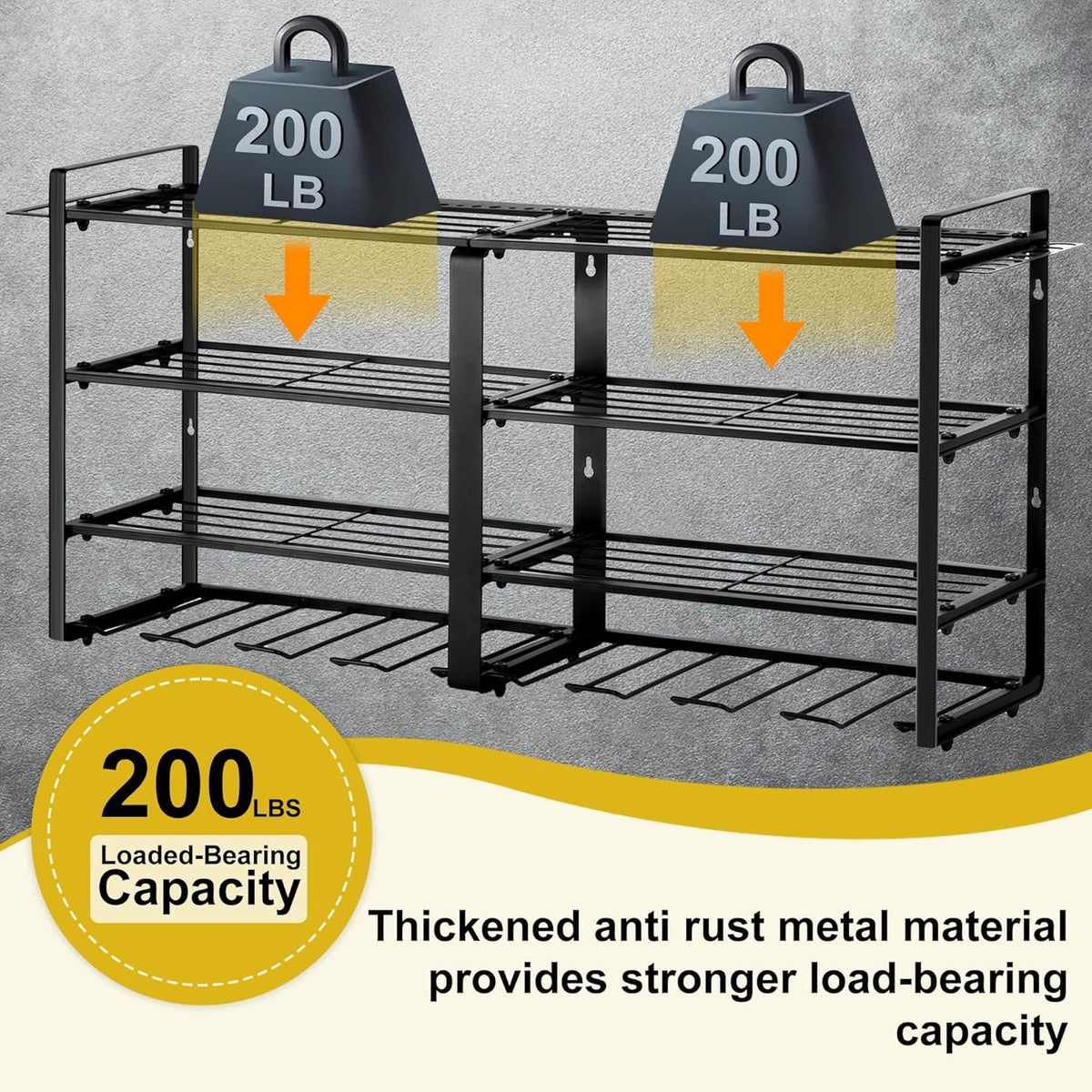 Metal Power Tool Organizer,Space-Saving Wall-Mounted Power Tool Rack,Holds 8 Drills + 4-Tier Storage,Durable Steel Construction for Garage, Workshop and Shed Organization