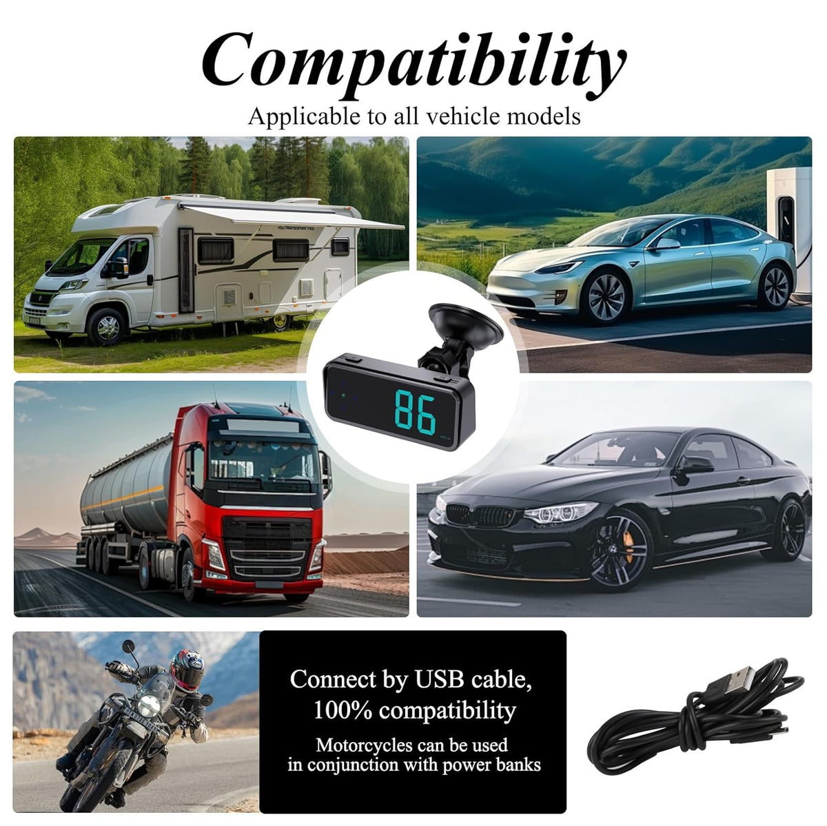 GPS Digital Speedometer for Car MPH, Universal HUD Speed Meter with LED Large Font, Plug Play for Car Truck Motor SUV Golf Cart All Vehicles (Digital Speedometer with Bracket)