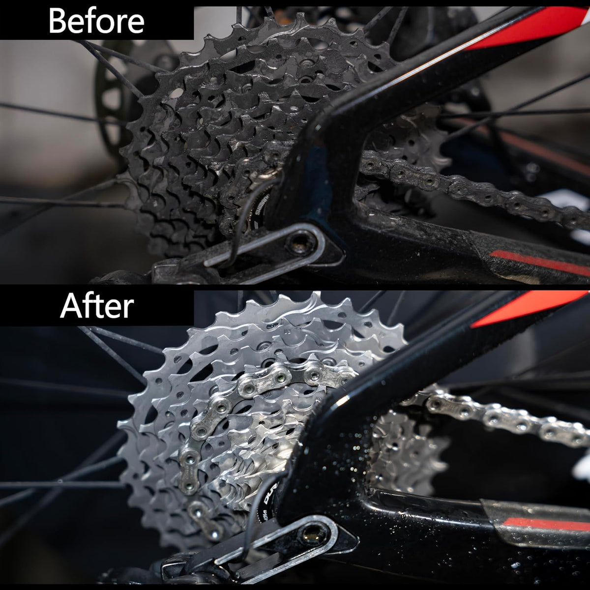 Thinvik Bike Lube and Cleaner Set with 500ml Chain Cleaner, 60ml Wet/Dry Lubricant and 4 Brush Tools for Cleaning Chains, Chainrings, Freewheel/Cassette