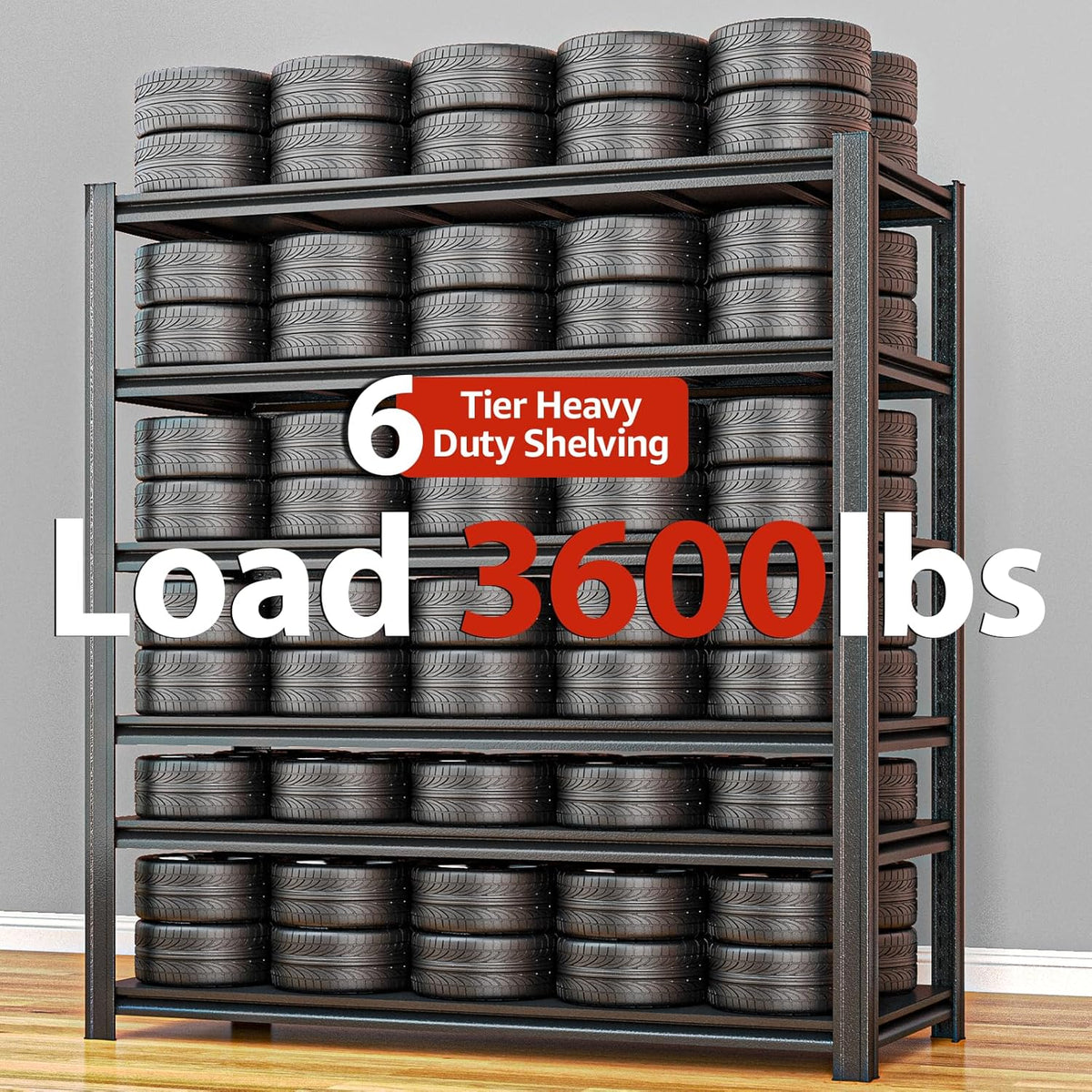 84" H x 55.12" W 6 Tier Metal Garage Storage Shelves, 3600 LBS Heavy Duty Adjustable Shelving Unit for Warehouse, Basement, Kitchen, Store Display, Flower Stand, Office, Classroom, 23.62" D