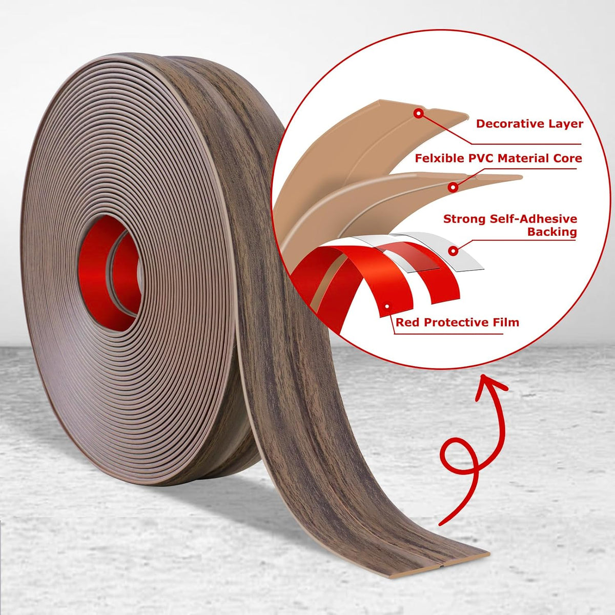 Flexible Wall Corner Protector Moulding Trim Peel and Stick Wall Corner Guards Edge Protector Self Adhesive Molding Trim Strip for Edge Ceiling (Smoked Brown Wood Grain, 1.6 in x 10 Ft)