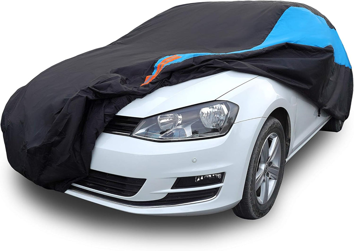 MORNYRAY Waterproof Car Cover All Weather Snowproof UV Protection Windproof Outdoor Full car Cover, Universal Fit for Sedan (Blue, Fit Hatchback Length(Up to 173 inch)