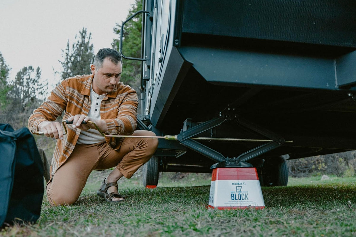 ANDERSEN HITCHES | RV Accessories | Single Trailer EZ Jack Block| Leveling System | RV Stabilizer Stands | Heavy Duty Camper Level for RVs | 3621