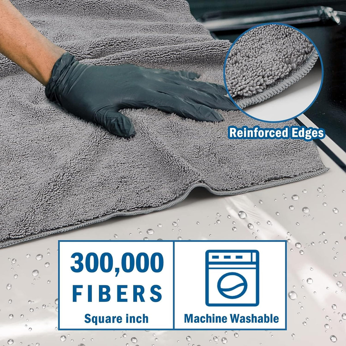 HOMEXCEL Professional Large Microfiber Car Drying Towels 4 Pack, Lint Free, Scratch Free, Highly Absorbent Drying Towel for Cars, SUVs, RVs, Trucks, and Boats,31" x 24 ",Grey