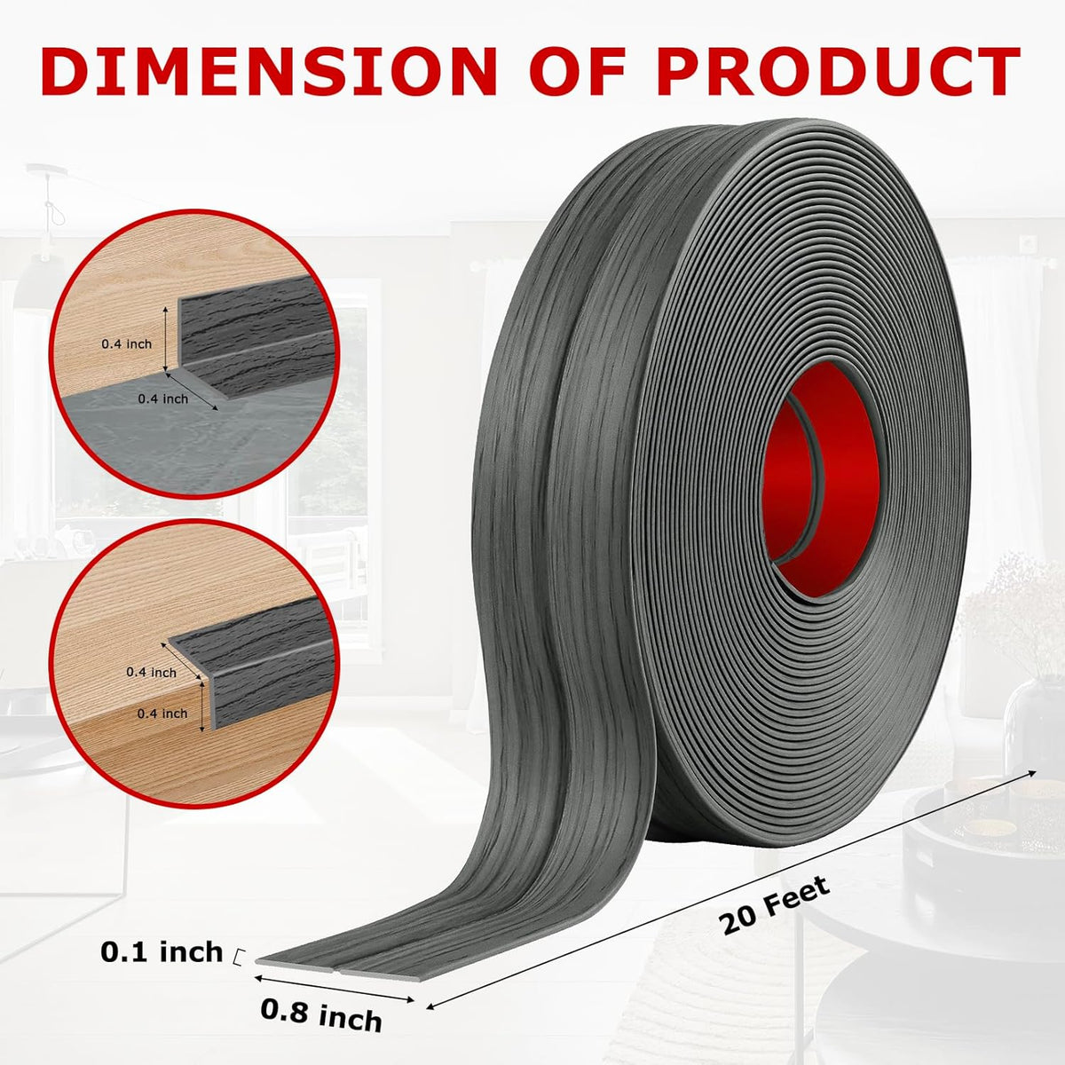 Flexible Wall Corner Protector Moulding Trim Peel and Stick Wall Corner Guards Edge Protector Self Adhesive Molding Trim Strip for Edge Ceiling (Deep Gray Wood Grain, 0.8 in x 20 Ft)