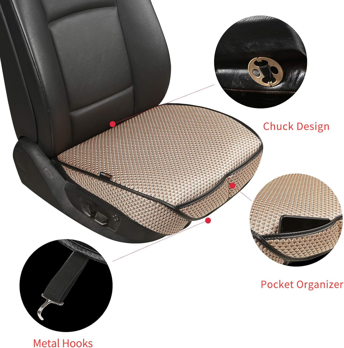 Auto Newer Breathable Universal Four Seasons Car Seat Covers，Luxury Car Seat Cushion ，Protectors for Front Seat Bottoms,Compatible with 95% Vehicles， Fit for Cars Truck SUV (Gold Beige,1PCS)