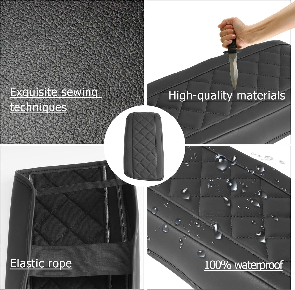 LUWU Center Console Cover Compatible with 2025 Chevrolet Equinox Accessories 2025 Equinox Armrest Cover Center Console Pad 2025 Equinox LT, ACTIV, RS Armrest Console Cover Soft Leather (Black A)