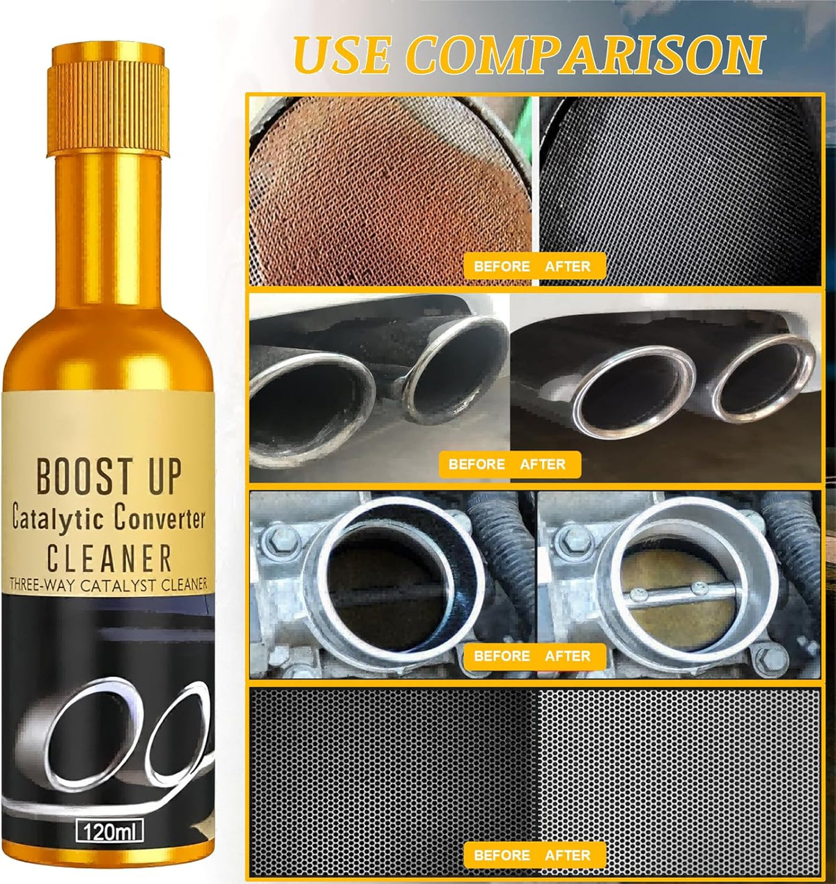 Catalytic Converter Cleaner,120 ml Auto Parts Engine Cleaner, Exhaust System Pipe Carbon Removal Treatment Additive Oil, Fuel System Treatment Oil Additive for Gas and Diesel Car (120ml-1PC)