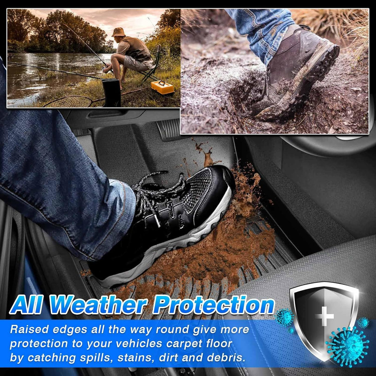 Cartist Floor Mats Custom Fit for Ford Escape/C-max 2013 2014 2015 2016 2017 2018 2019 All Weather Floor Liners for Ford Escape Accessories Carpet Protection TPE Odorless