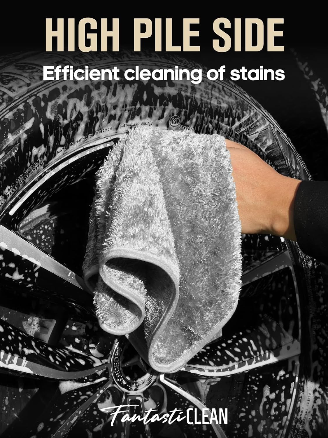 Fantasticlean Microfiber Car Detailing Towels, Car Drying Towel with Edge, Plush, Coral Fleece, 700GSM, 16" x 16", 6 Pack, Scratch-Free, Ultra Absorbent, Car RV Boat Home Cleaning (Grey and Camel)
