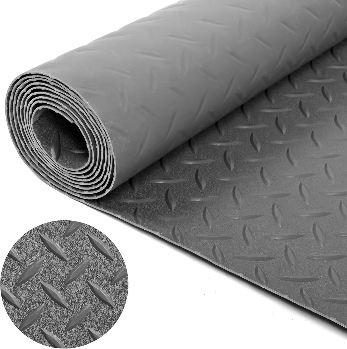 Nisorpa Garage Floor Rubber Mat,4Ft x 8.2Ft Rubber Flooring Rolls,1/8 Inch Thick Heavy Duty Diamond Plate Rubber Garage Floor Covering Waterproof Park