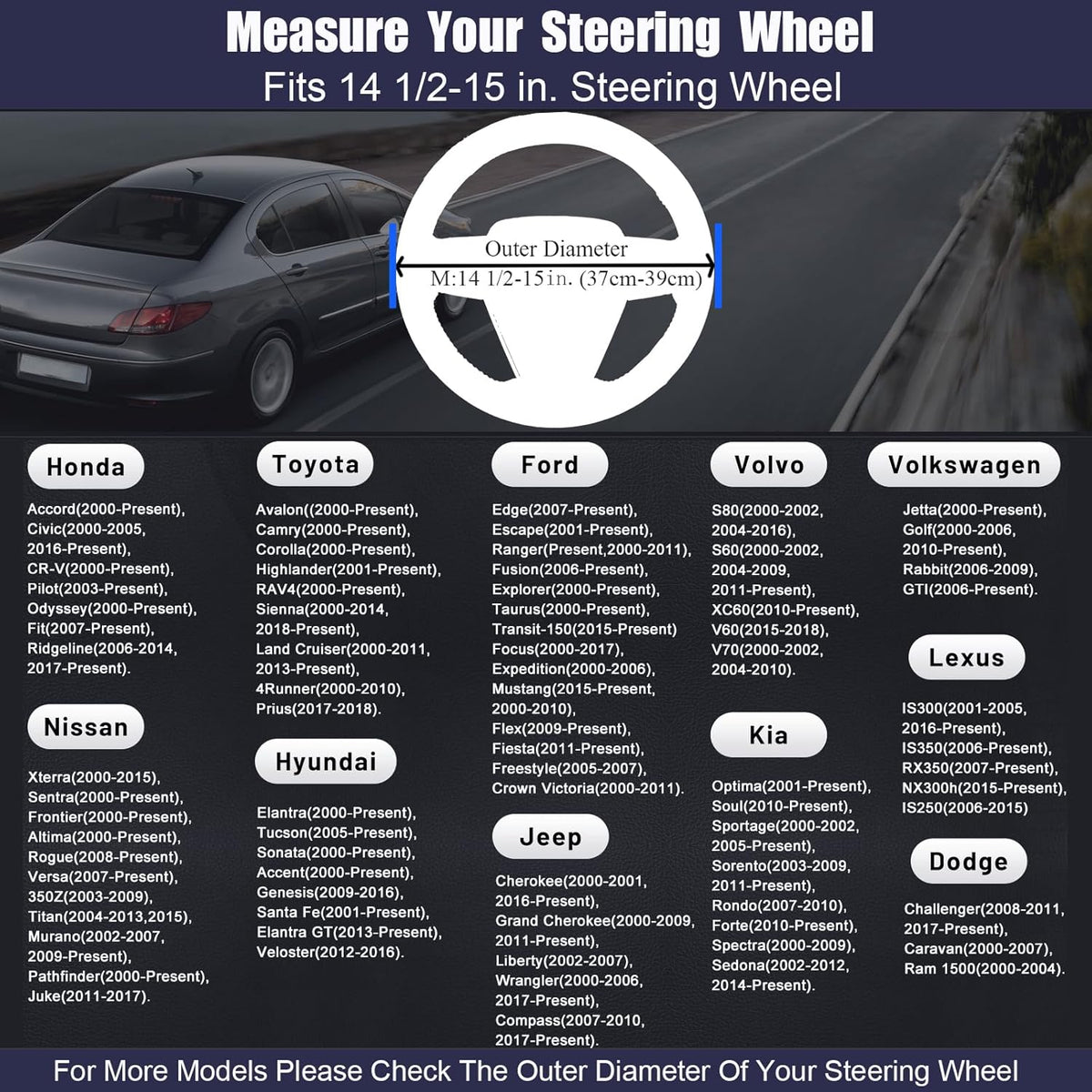 Steering Wheel Cover Standard Size Medium 14.5-15 inch, Breathable Microfiber Leather, Anti-Slip, Soft Grip, Universal Fit for Cars SUVs Trucks, Black and Chocolate Brown
