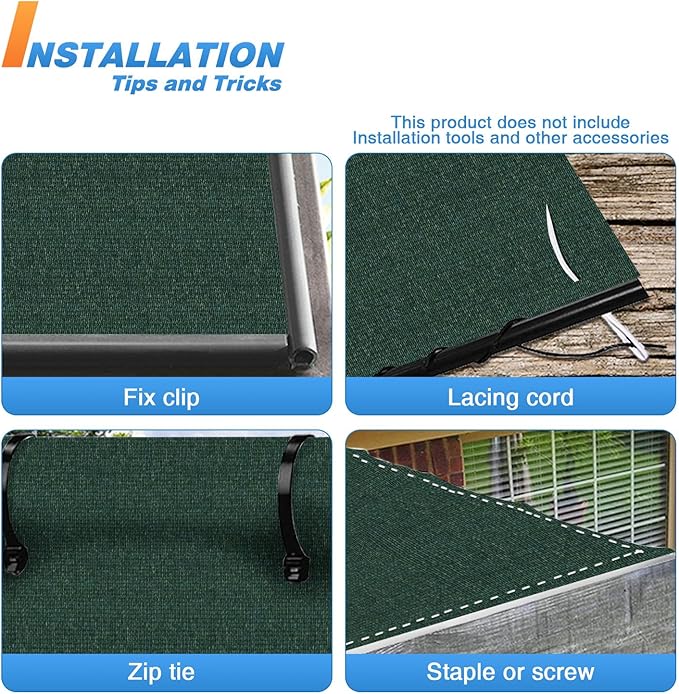 TANG Sun Shade Fabric Roll 8'x33' Shade Cloth for Garden Dark Green HDPE Mesh Shading Pergola Cover Replacement Canopy, 95% Blockage Sunshades for Outdoor Patio Backyard Plant