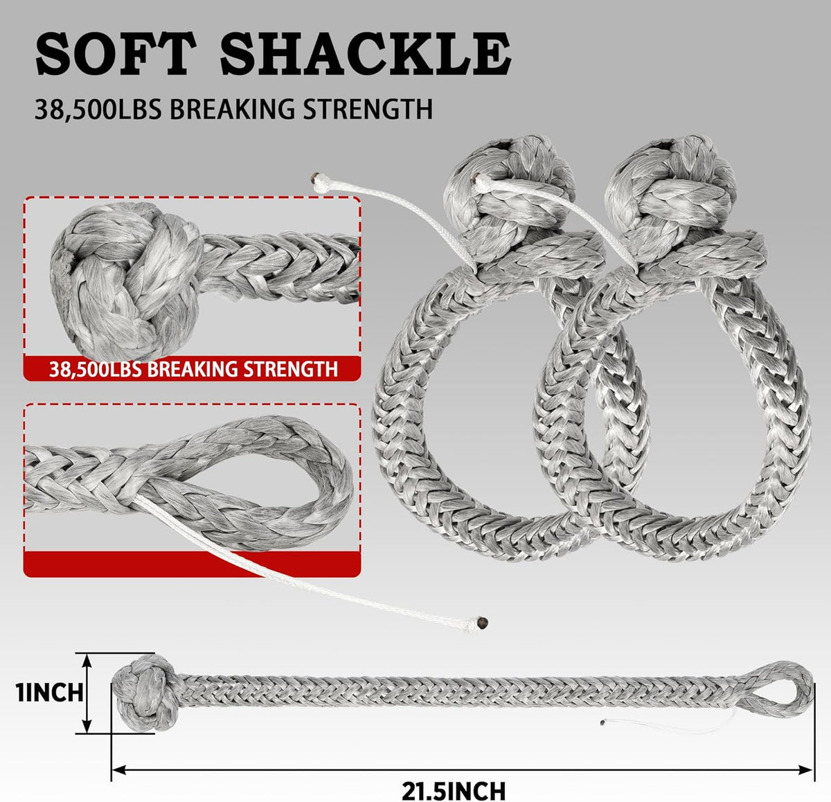 Nylon Kinetic Recovery Tow Rope Heavy Duty Offroad Snatch Strap for for Trucks SUV UTV ATV Tractor Car Jeep, Tractor, Bobcat, Ram 2500, Silverado 2500, Ford F250 (Golden, 7/8" x 20')