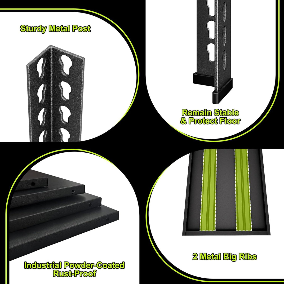 Garage Shelving Heavy Duty 2500LBS Loads, 48" W Adjustable Garage Storage Shelves, 5-Tier Metal Shelving Units and Storage, Industrial Utility Shelf, 48" Wx18 Dx78 H,Black