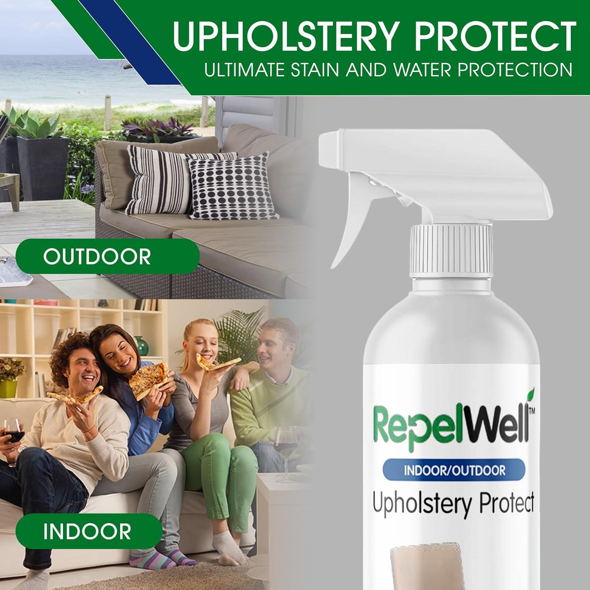 Upholstery Protect Stain & Water Repellent Spray (12oz) Eco-Friendly, Pet-Safe Spray Keeps Your Fabric, Leather & Suede Upholstery Looking Like New