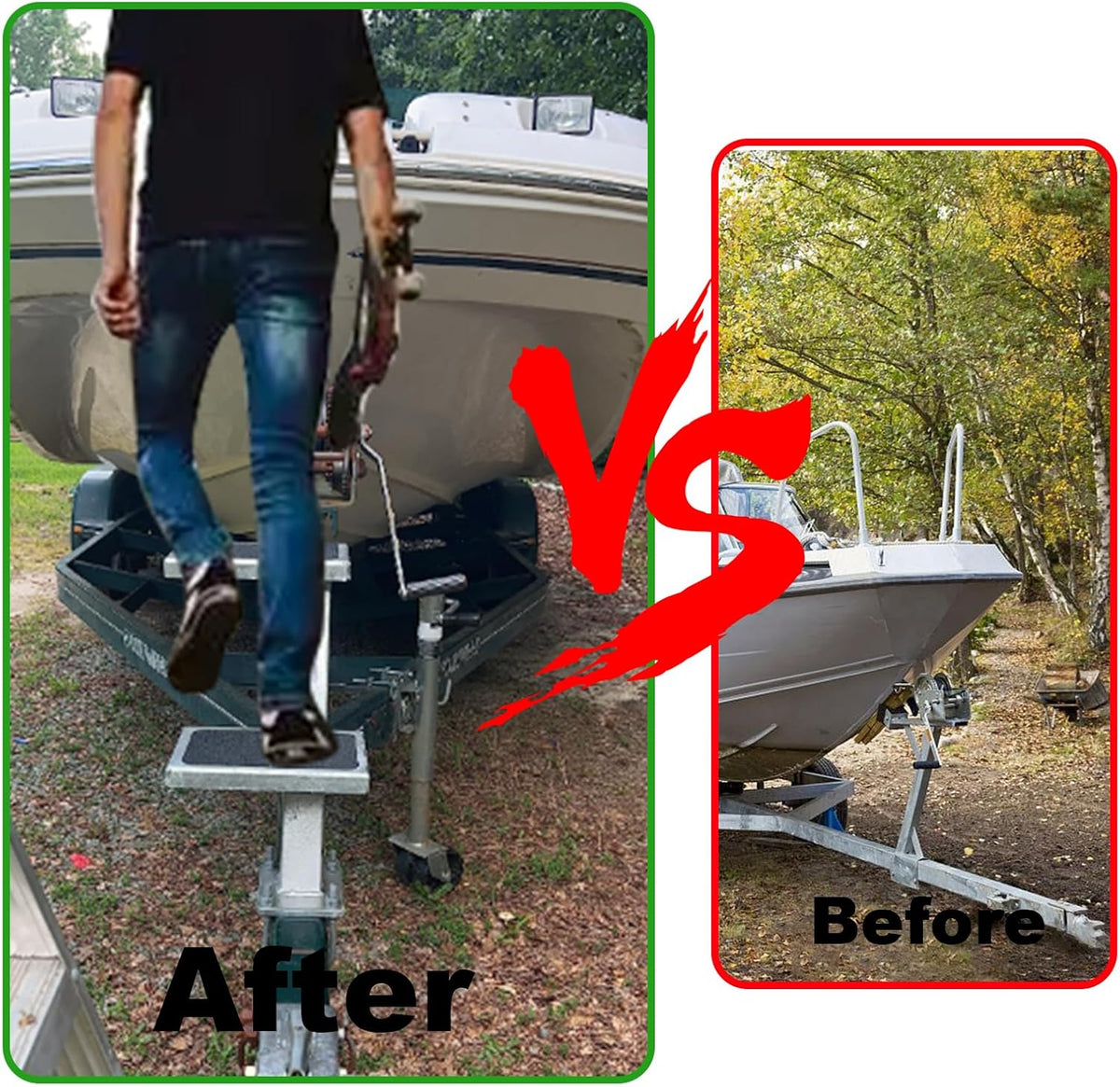 Universal 2 Double Steps Boat Trailer Ladder Boarding Step Fit for Trailer Tongue up to 3" x 4"