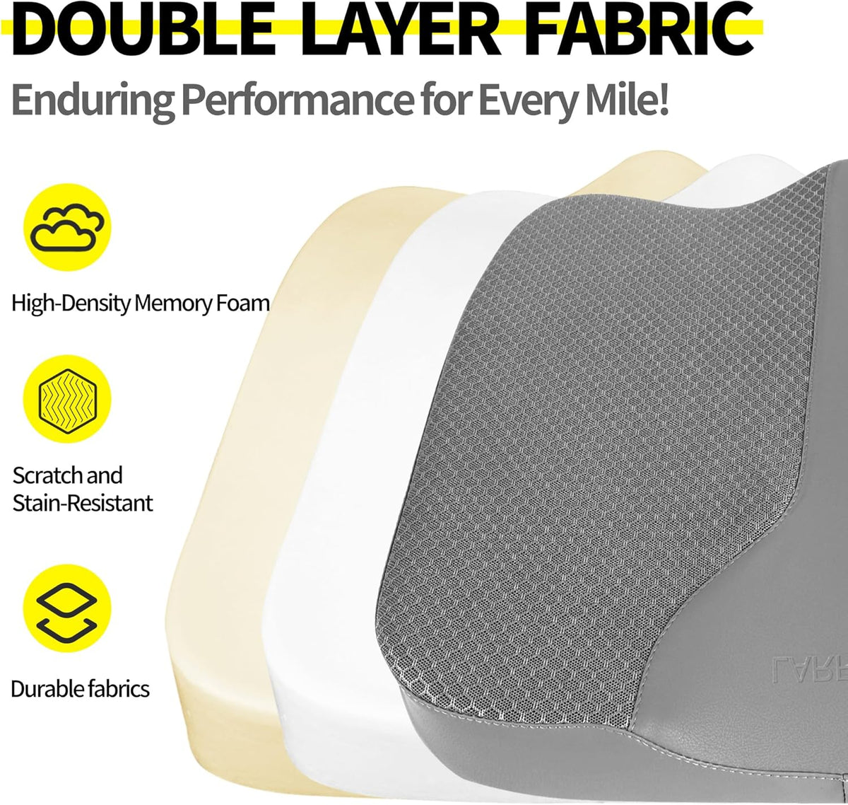 Car Seat Cushion - Comfort Memory Foam Seat Cushion for Car Seat Driver, Tailbone (Coccyx) Pain Relief, Car Seat Cushions for Driving (Gray)
