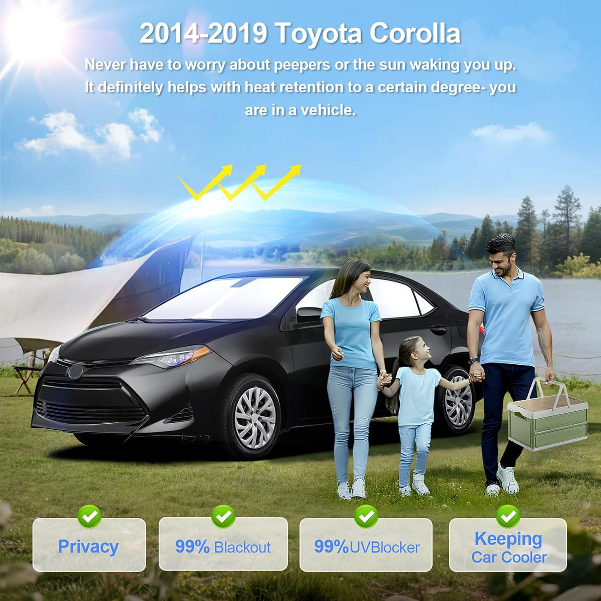 6pcs Car Window Shades for Toyota Corolla 2014-2019 Accessories,Windshield Side Rear Full Sunshade,Sun Visor UV Blocking, Privacy Protection and Blackout for Camping Outdoor