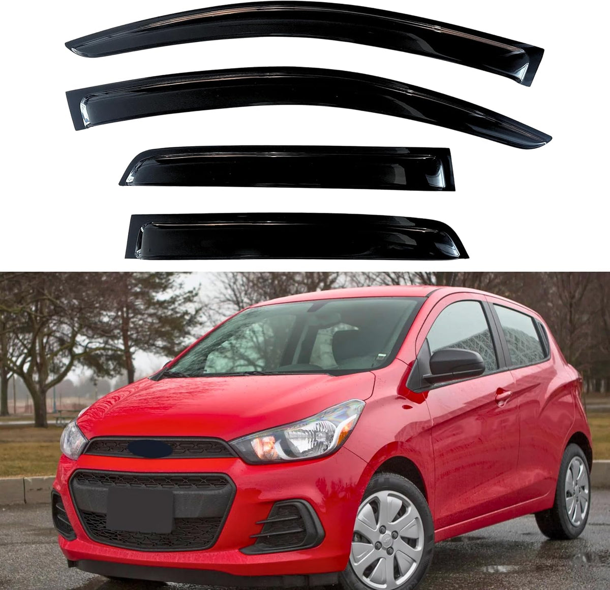 KPY Window Visor Compatible with Chevrolet Spark 2016-2022, Rain Guard Window Vent Deflectors Tape-On Style, 2016 2017 2018 2019 2020 2021 2022