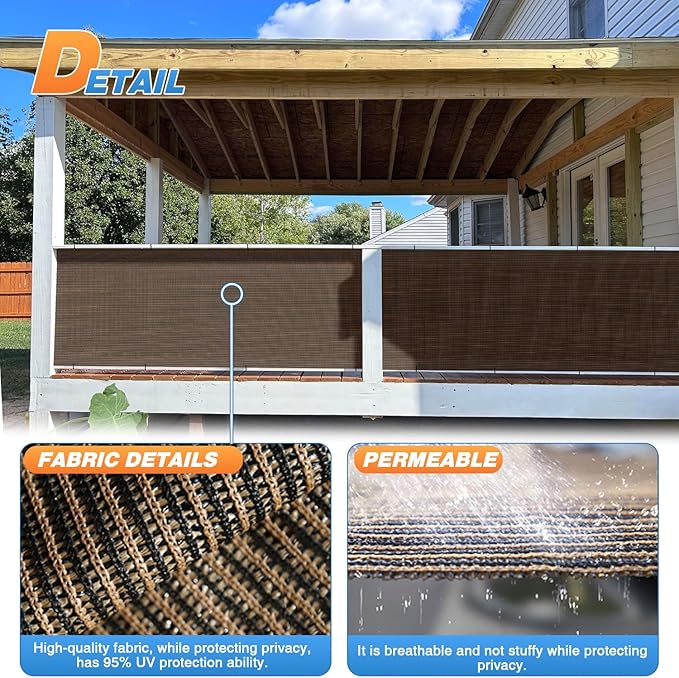 TANG Sun Shade Fabric Roll 8'x1' Shade Cloth for Garden Brown HDPE Mesh Shading Pergola Cover Replacement Canopy, 95% Blockage Sunshades for Outdoor Patio Backyard Plant