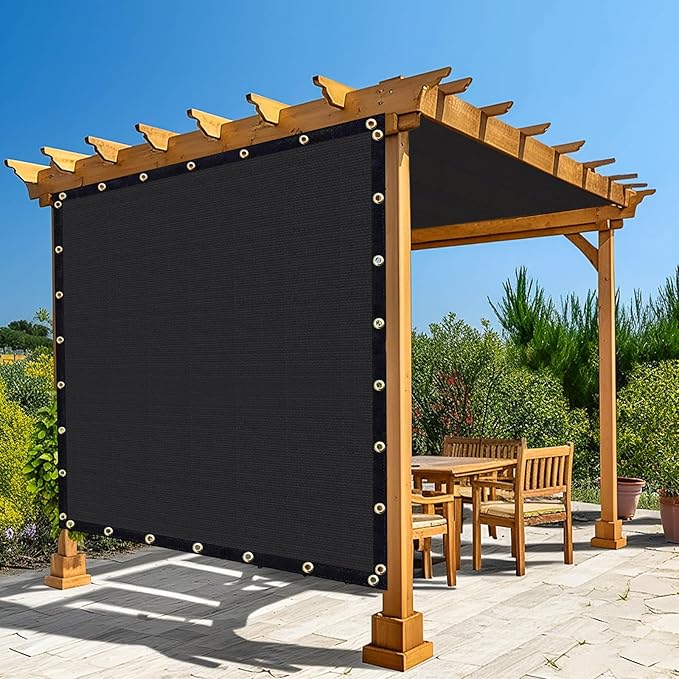 Amagenix 90% Shade Fabric 10'X 19' Black Sun Shade Cloth with Grommets for Pergola Replacement Shade Cover Canopy, Heavy Duty, Cable Zip Ties Included (We Customized)