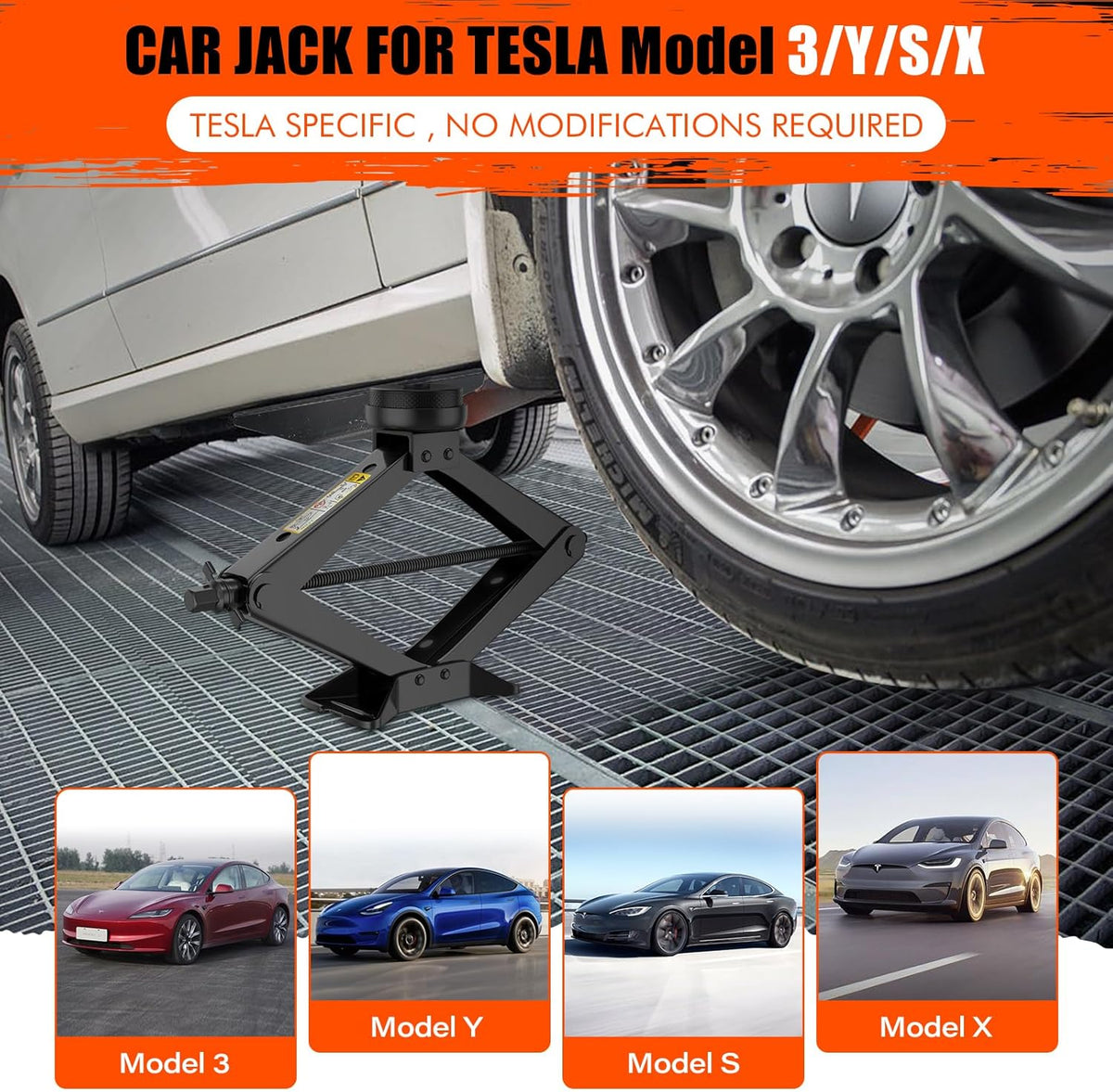 Car Jack for Tesla Model Y Model 3, IMAYCC 2.5 Ton Tesla Car Jack Kit with Pucks/Pad, Scissor Jack for Model Y/3/S/X Spare Tire Repair Tools, Tire Changing Kit for Tesla Vehicles.