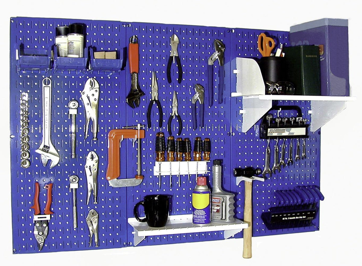 Wall Control 30-WRK-400BUW Standard Workbench Metal Pegboard Tool Organizer,Blue/White
