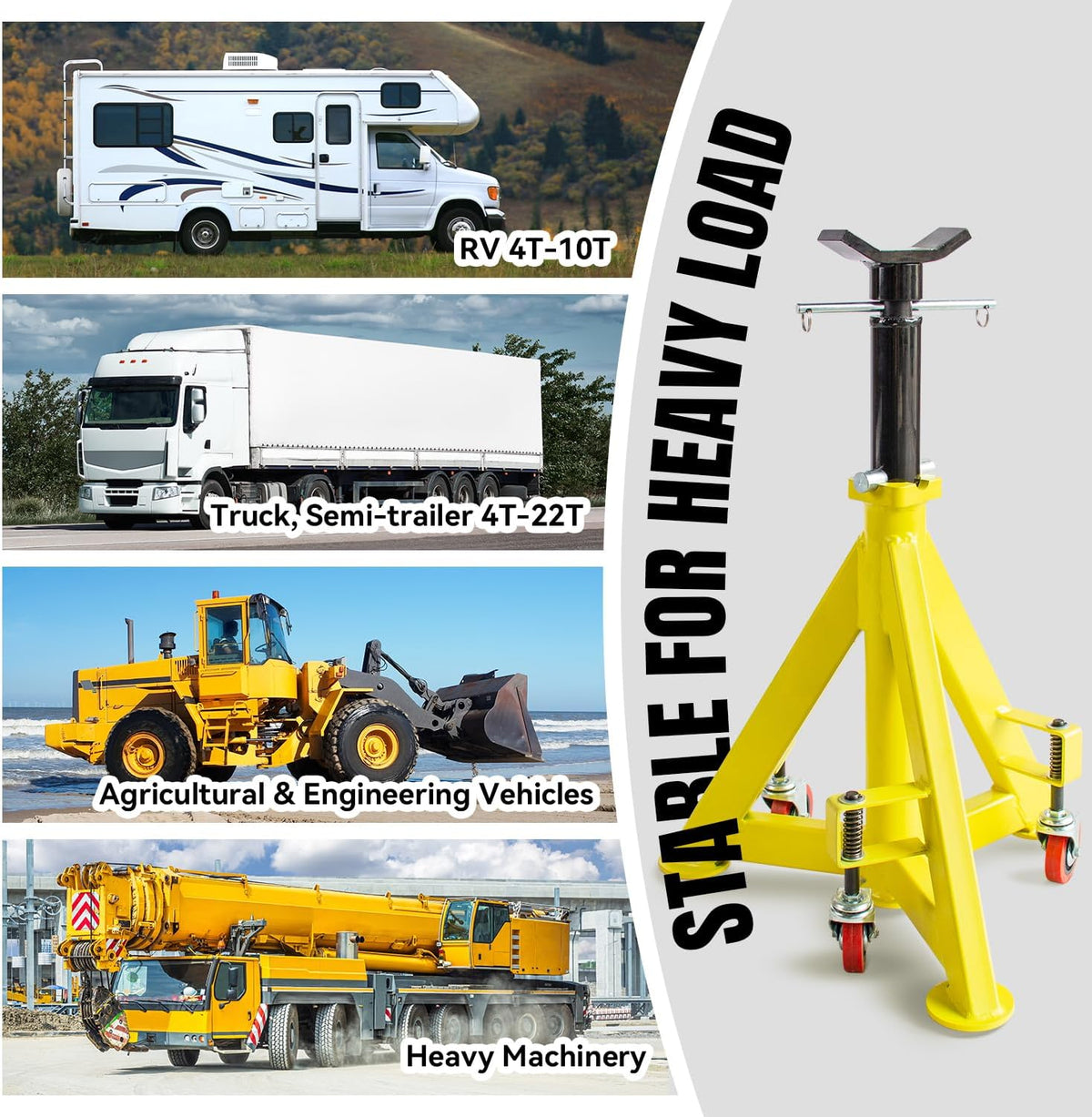 22 Ton (48,000 lbs) Jack Stands Heavy Duty Jack Stand Double Locking Pin Type Car Jack Stand Adjustable Height to 43'' with 360° Wheels for Garage, Repair Shop and DIY, 1 Pc