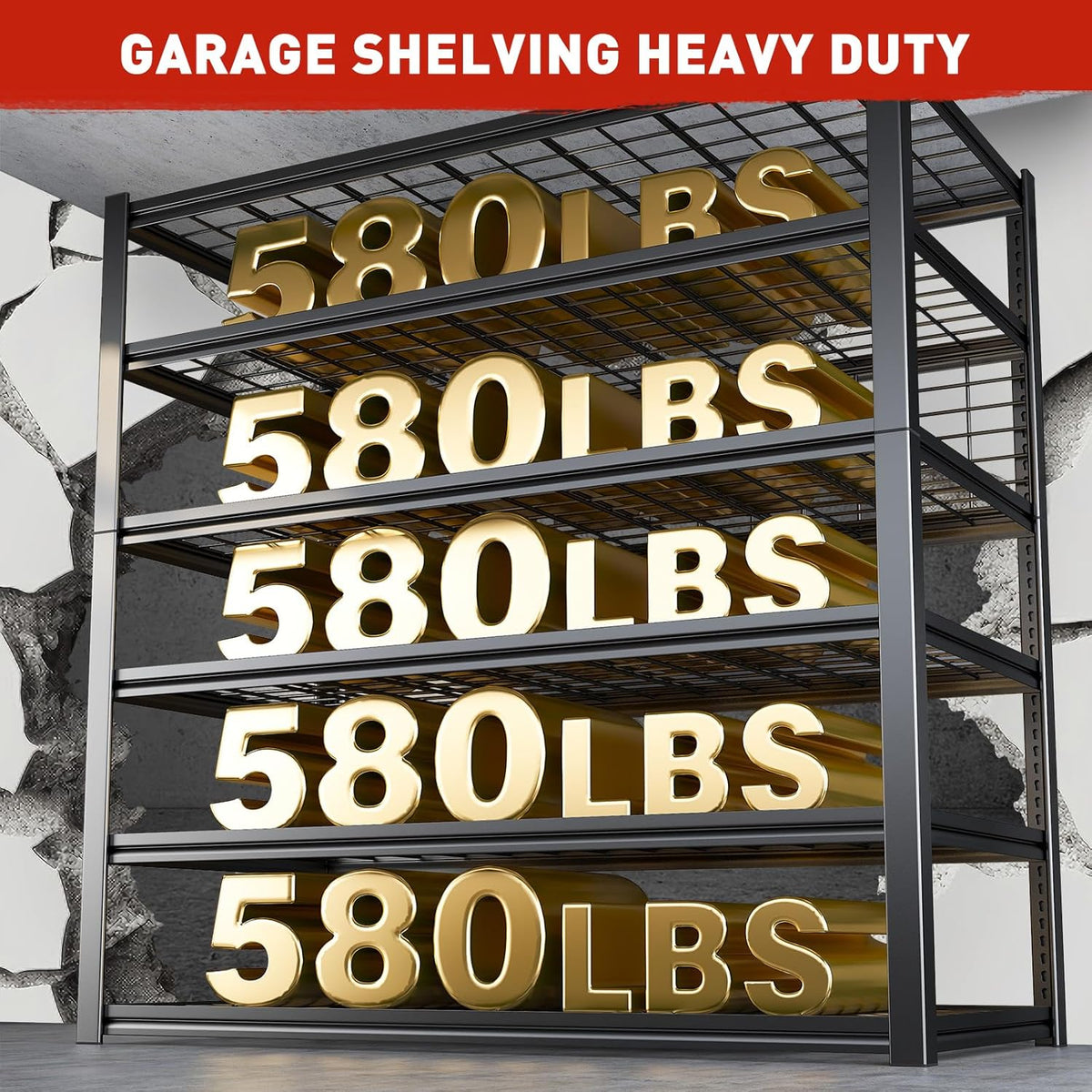 REIBII 84" H Garage Shelving, 6-Tier Storage Shelves Heavy Duty Loads 3500LBS, 48" W Adjustable Garage Shelves, Metal Shelving for Basement, Warehouse, 84" H x 48" W x 20" D, 3PC