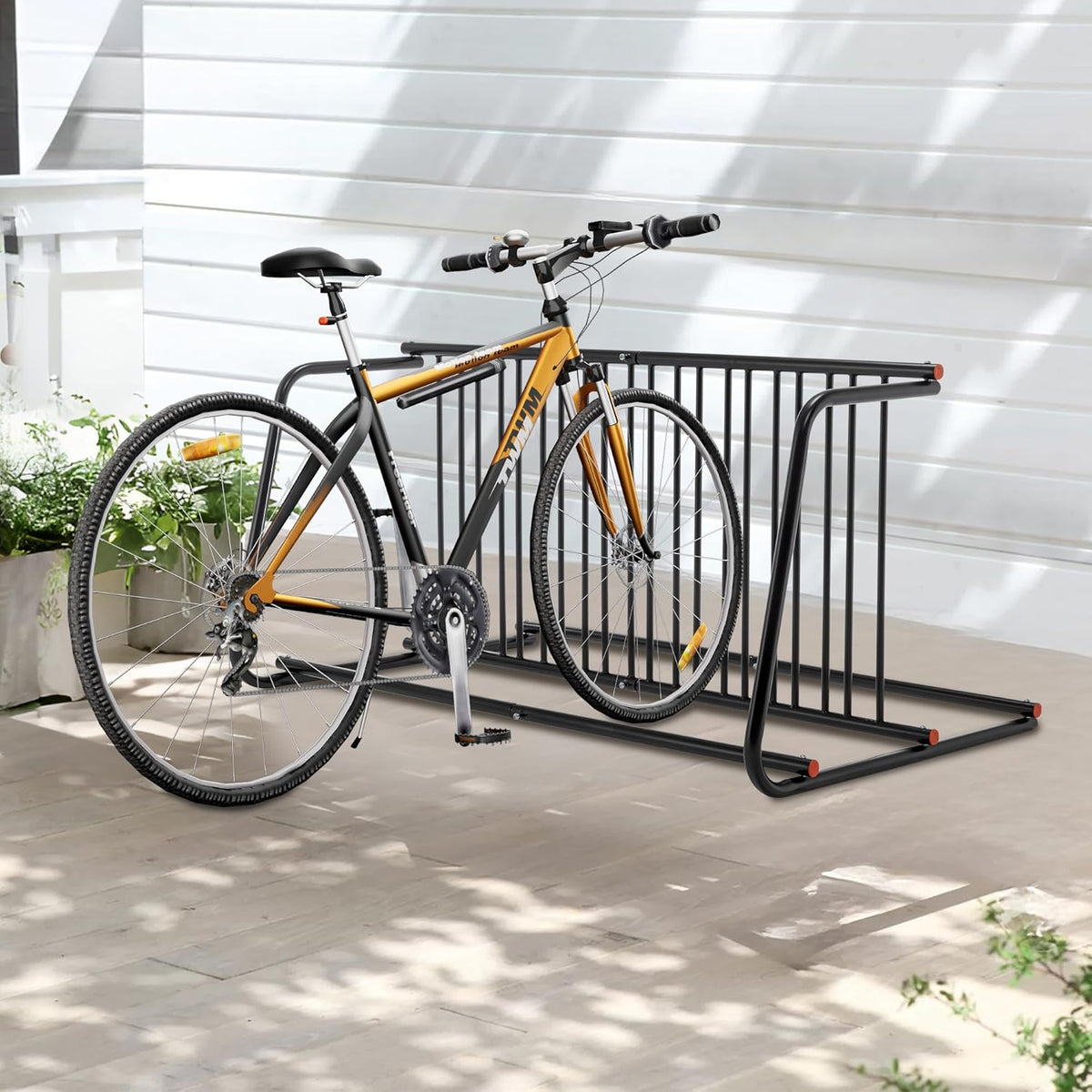 Floor Bike Rack, 60" Double-Sided Grid Bike Rack Stand, 10-Bike Freestanding Bicycle Storage Holder for Outdoor Garages Streets Yards Bike Events