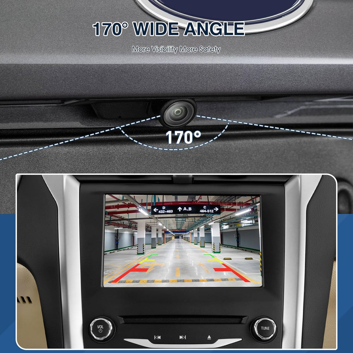 Rear View Backup Camera Fit for Ford Explorer 2016-2018, Reversing Parking Assist Camera OE Replacement GB5Z-19G490-C, GB5Z-19G490-A