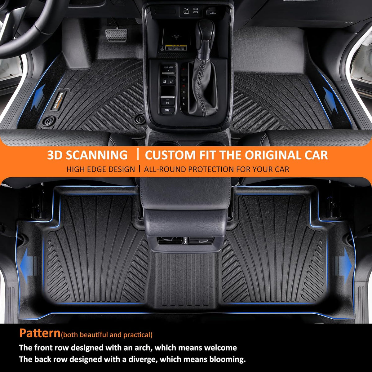 Binmotor-Floor Mats & Cargo Liner Custom for Genesis GV80 5-Seater 2021-2025, 1st & 2nd Row & Cargo Mat Full Set, Heavy Duty Car Floor Liners for Genesis GV80 Accessories