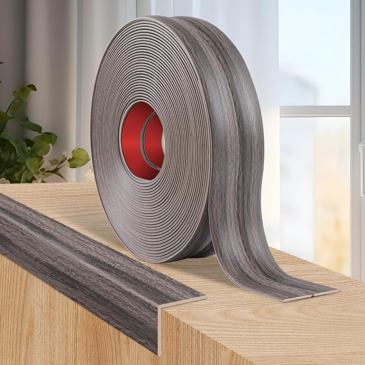 Flexible Wall Corner Protector Moulding Trim Peel and Stick Wall Corner Guards Edge Protector Self Adhesive Molding Trim Strip for Edge Ceiling (Brown Walnut Wood Grain, 2.4 in x 10 Ft)