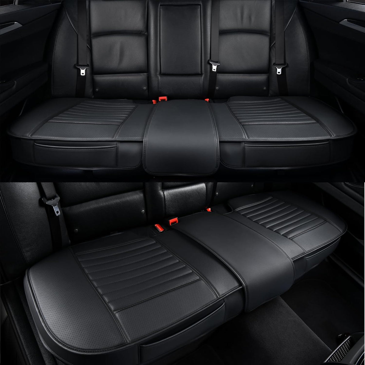 Back Seat Covers, Rear Seat Cushions, Auto Bench Protector with Breathable PU Leather and Non-Slip Bottom Universal for 4 Season (Black, 61" x 20. 5")