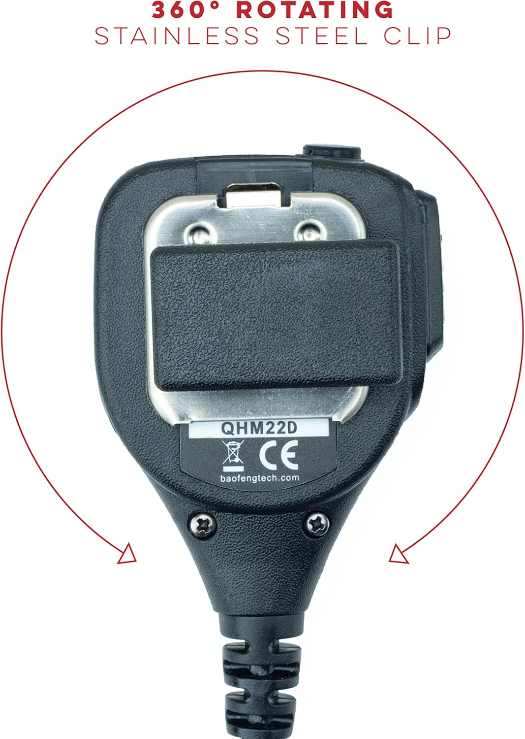 BTECH QHM22D Dual Push-to-Talk (PTT) Speaker Mic, Platinum Series IP54 Rainproof Shoulder Mic for BaoFeng, BTECH, Kenwood Radios